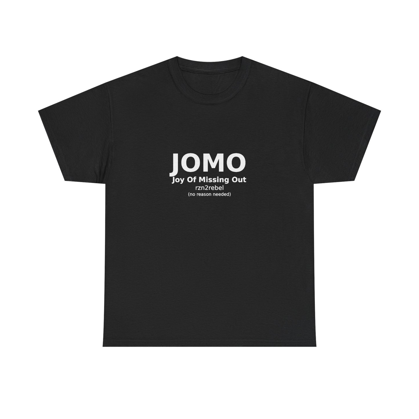JOMO Minimalist White Tee — 'JOMO' Subtle Chest Print, Casual Everyday T-Shirt