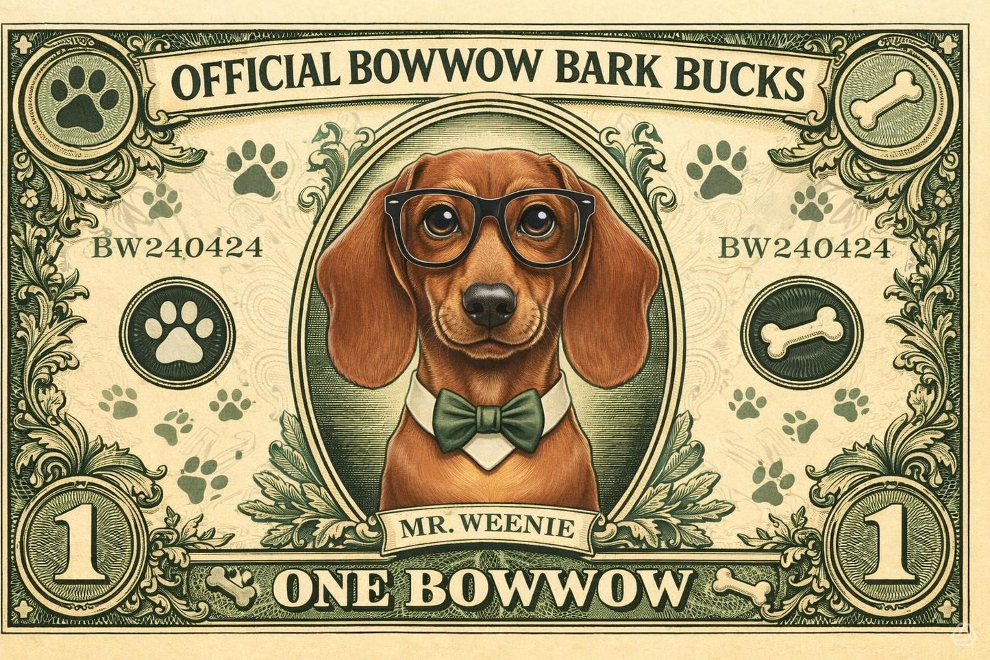The Official Mr. Weenie Bark Bucks Card