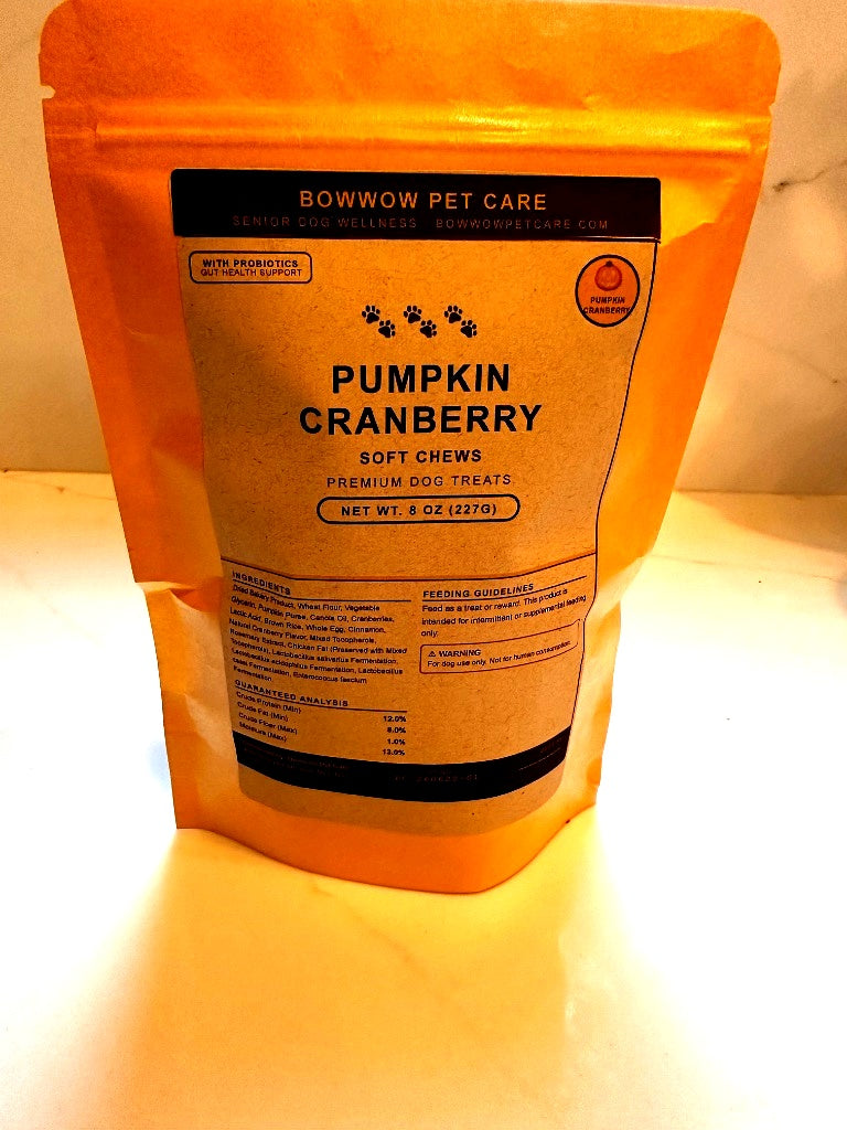 Pumpkin Cranberry Soft Chews — Senior Dog Treats | 8 oz