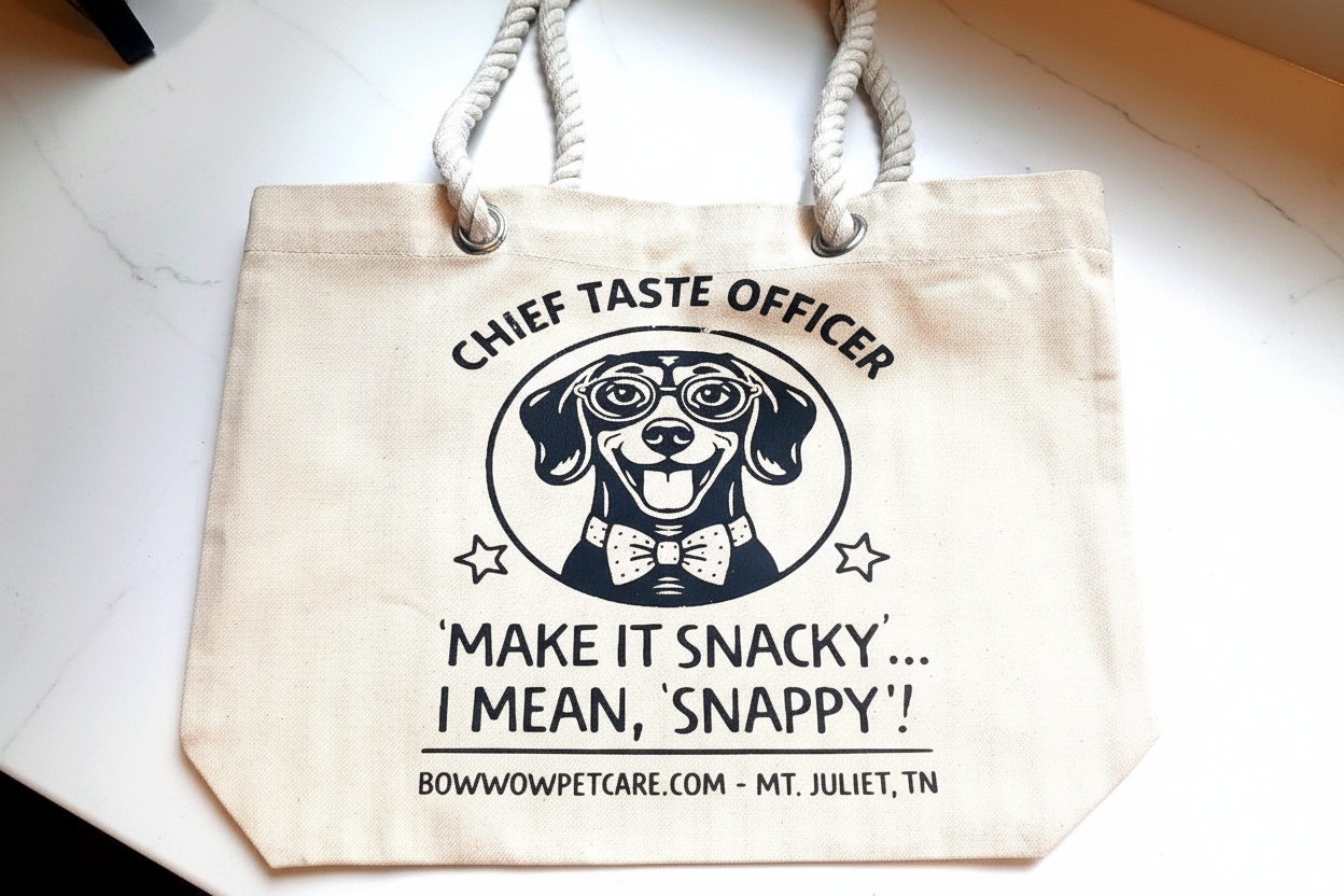 Chief Taste Officer Canvas Tote with Make It Snacky Pouch — BowWow Pet Care